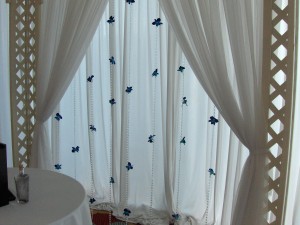 Canopy curtain with orchids